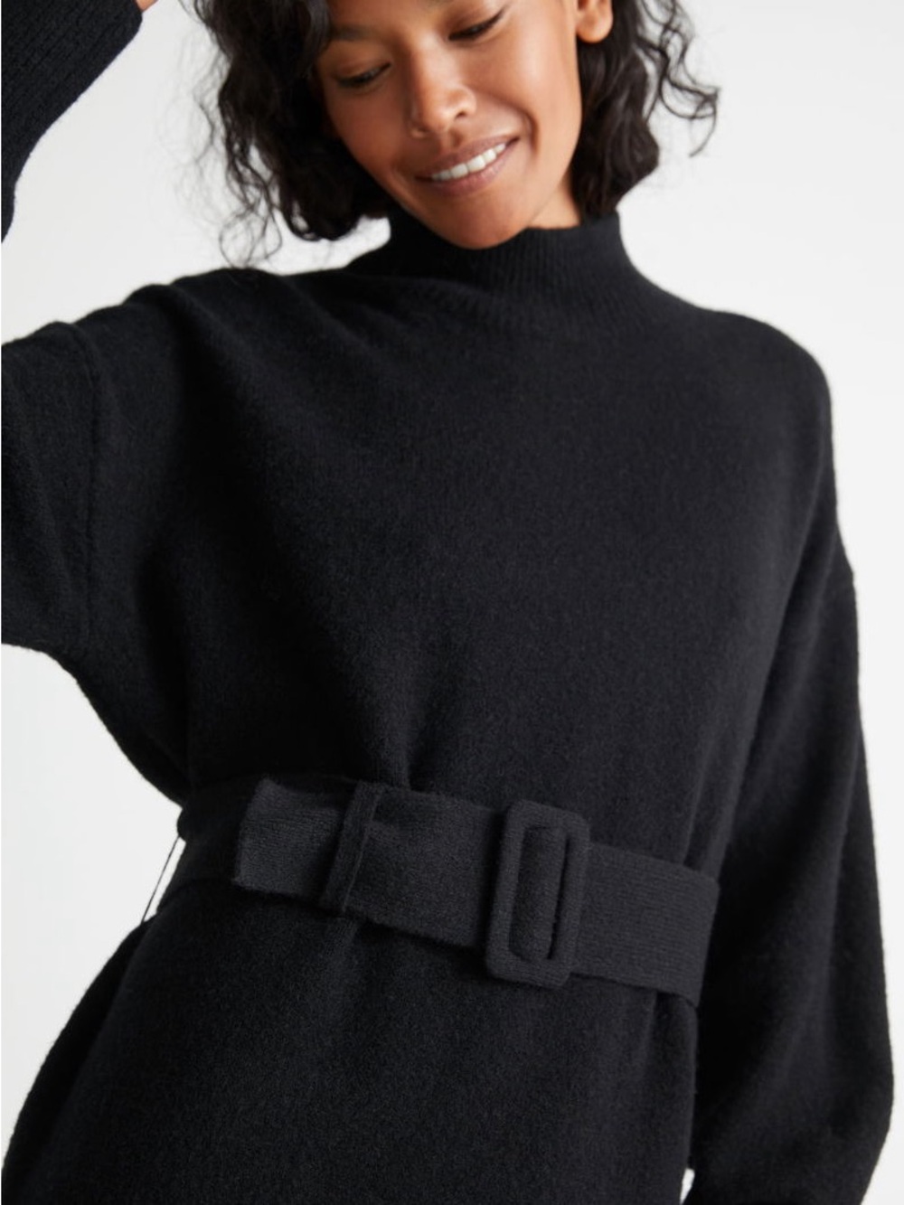 & Other Stories Belted Knitted Dress Black Size Small NWT - Picture 2 of 11
